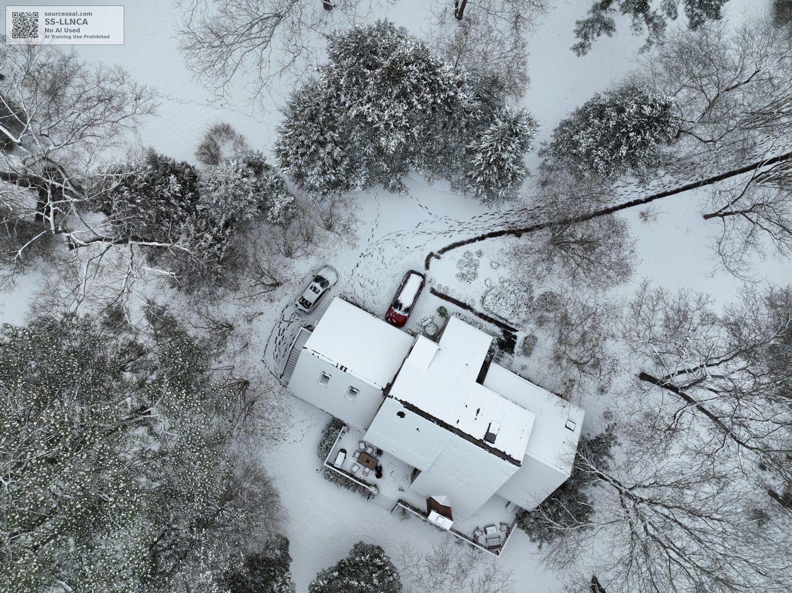 Snowy house